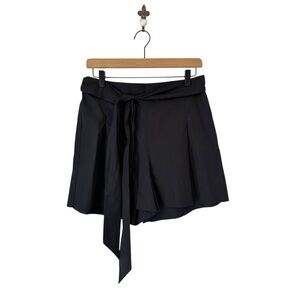J.Crew Tie Waist Short Black Cotton Pleated High‎ Waist Size 8 NWT